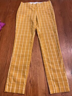 a new day Mustard Yellow Windowpane Plaid Pants